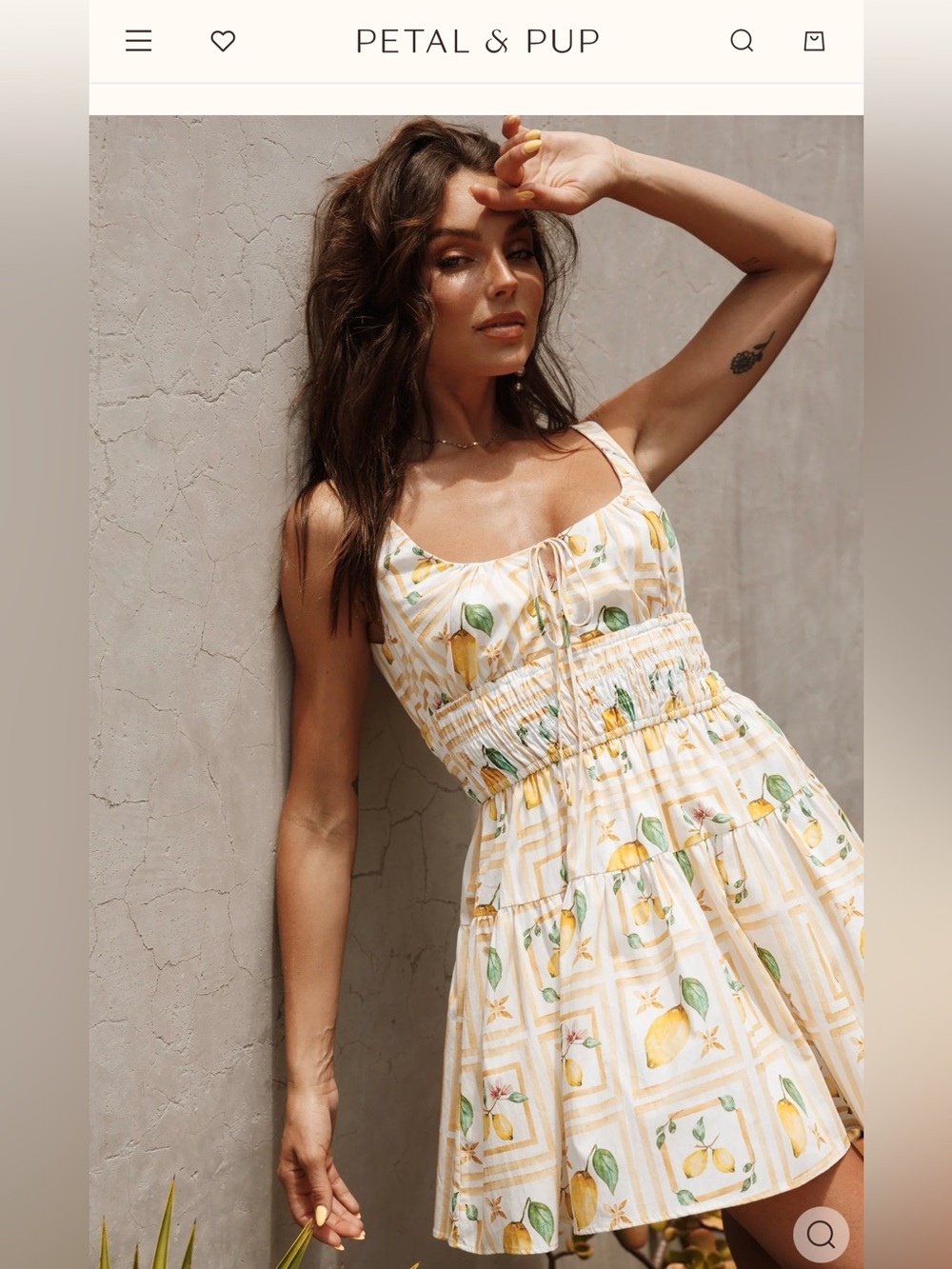 Petal & Pup Lemon Print Smocked Mini Dress